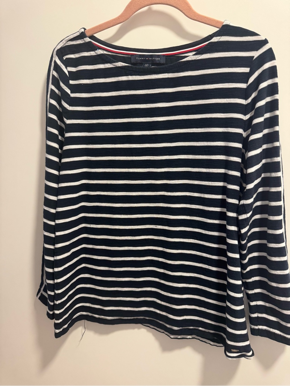 Tommy Hilfiger Navy & White Striped Long Sleeve Tee